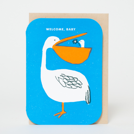 Baby Congrats Pelican Welcome Letterpress Greeting Card by Egg Press