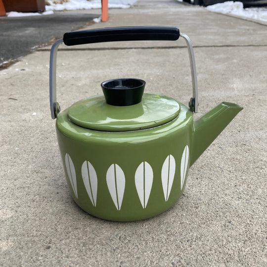 Vintage CatherineHolm Enamel Teapot with Lotus Design