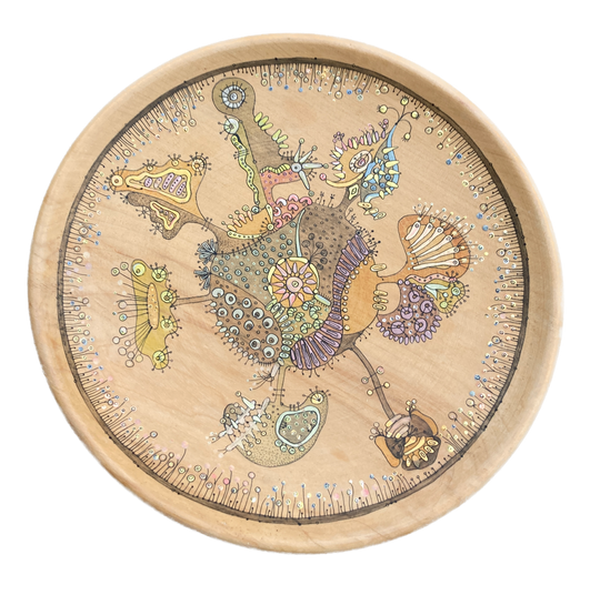 Vintage Carved and Painted Wooden Plate