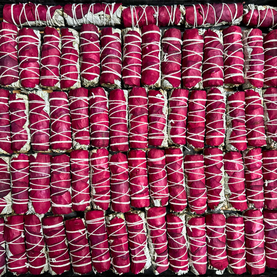 White Sage Smudge Wands with Red Rose Petals