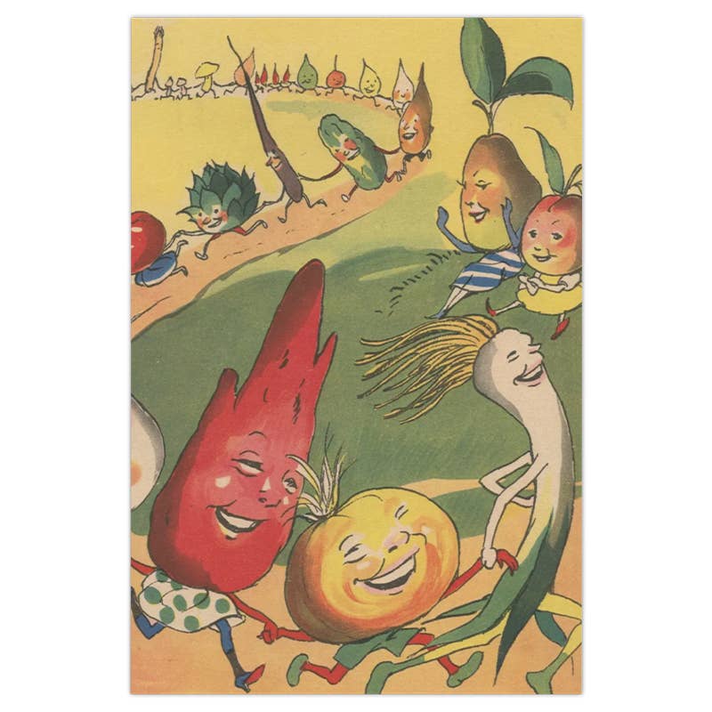 Postcard - Animated Garden - 1930s book illustration