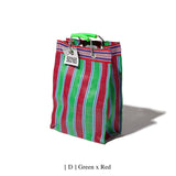 RECYCLED PLASTIC STRIPE BAG - Rectangle D15: Red x Blue