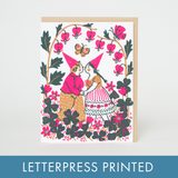 Kissing Butterflies Gnomes Letterpress Greeting Card by Phoebe Wahl