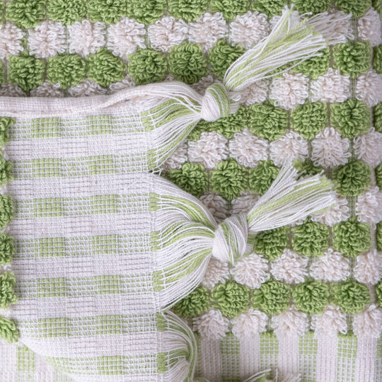 Green Pom Pom Bath Towel