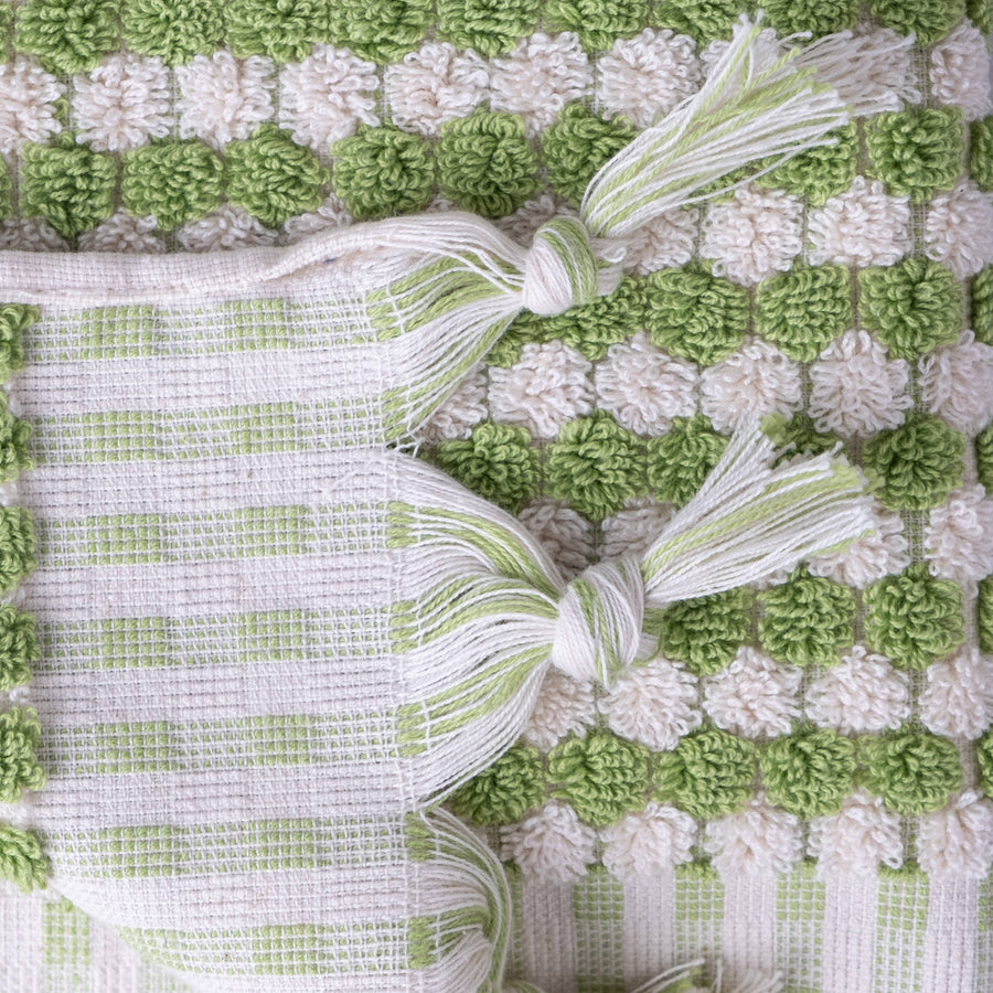 Green Pom Pom Bath Towel