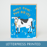 Holy Cow Congrats Letterpress Greeting Card by Egg Press: Paper tab