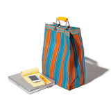 RECYCLED PLASTIC STRIPE BAG - Rectangle D15: Green x Red