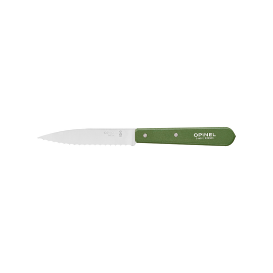 In stock 9/15: Opinel Essentials Serrated Kitchen Knife in Dark Green