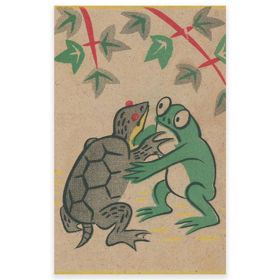 Greeting Card - vintage frog and turtle illustration, Japan