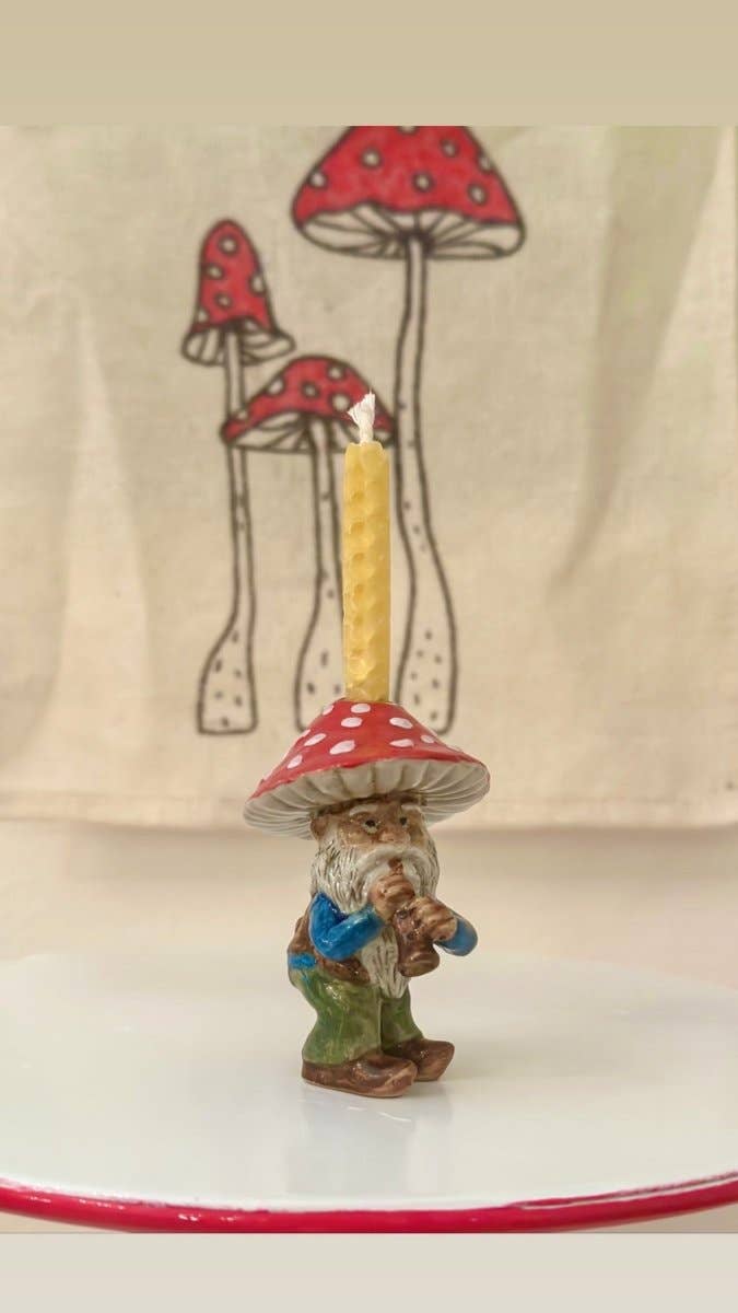 In Stock by Oct 1:  Mushroom Gnome Cake Topper