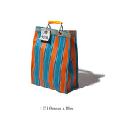 RECYCLED PLASTIC STRIPE BAG - Rectangle D15: Green x Pink