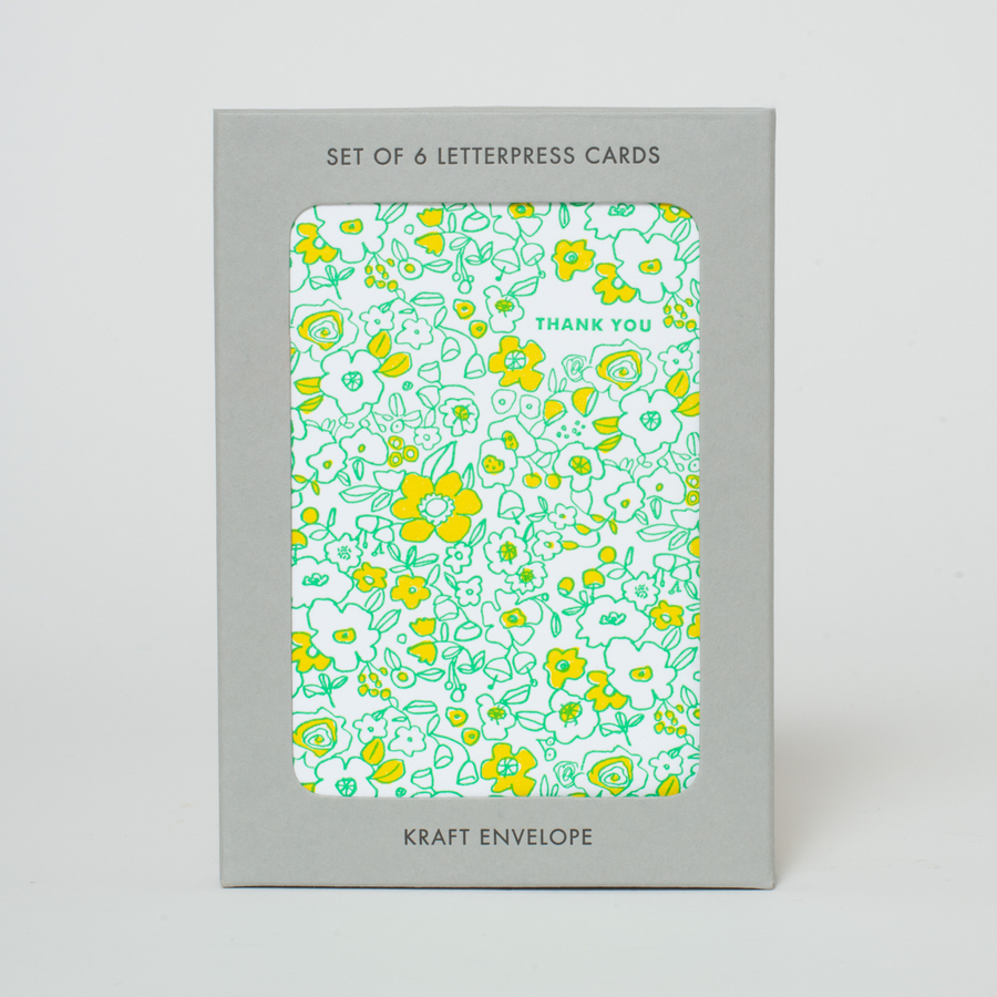 Boxed Set Thank You Floral Letterpress Greeting Cards by Egg Press