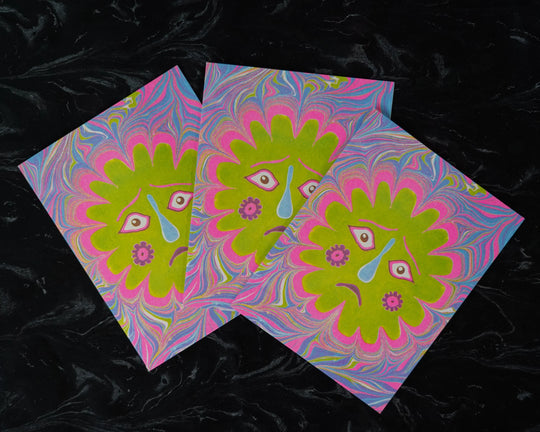 Myfawnwy Sad Flower Riso Card