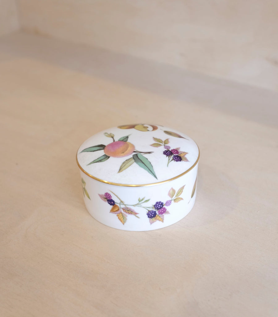 Lidded Ceramic Dish with Handpainted Fruit