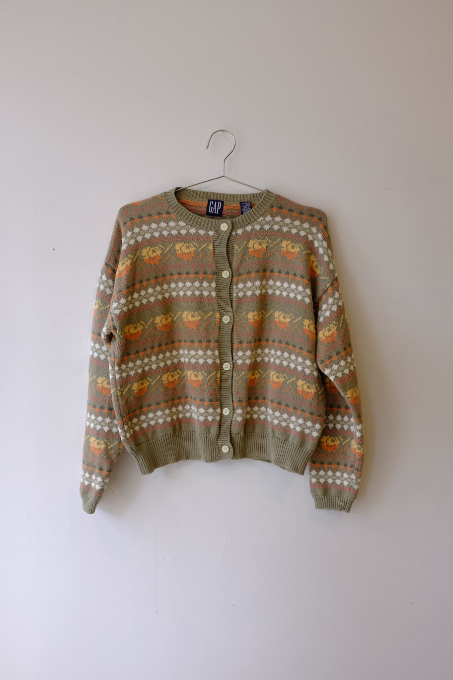 Nineties Gap Colorful Buttondown Chunky Knit Sweater