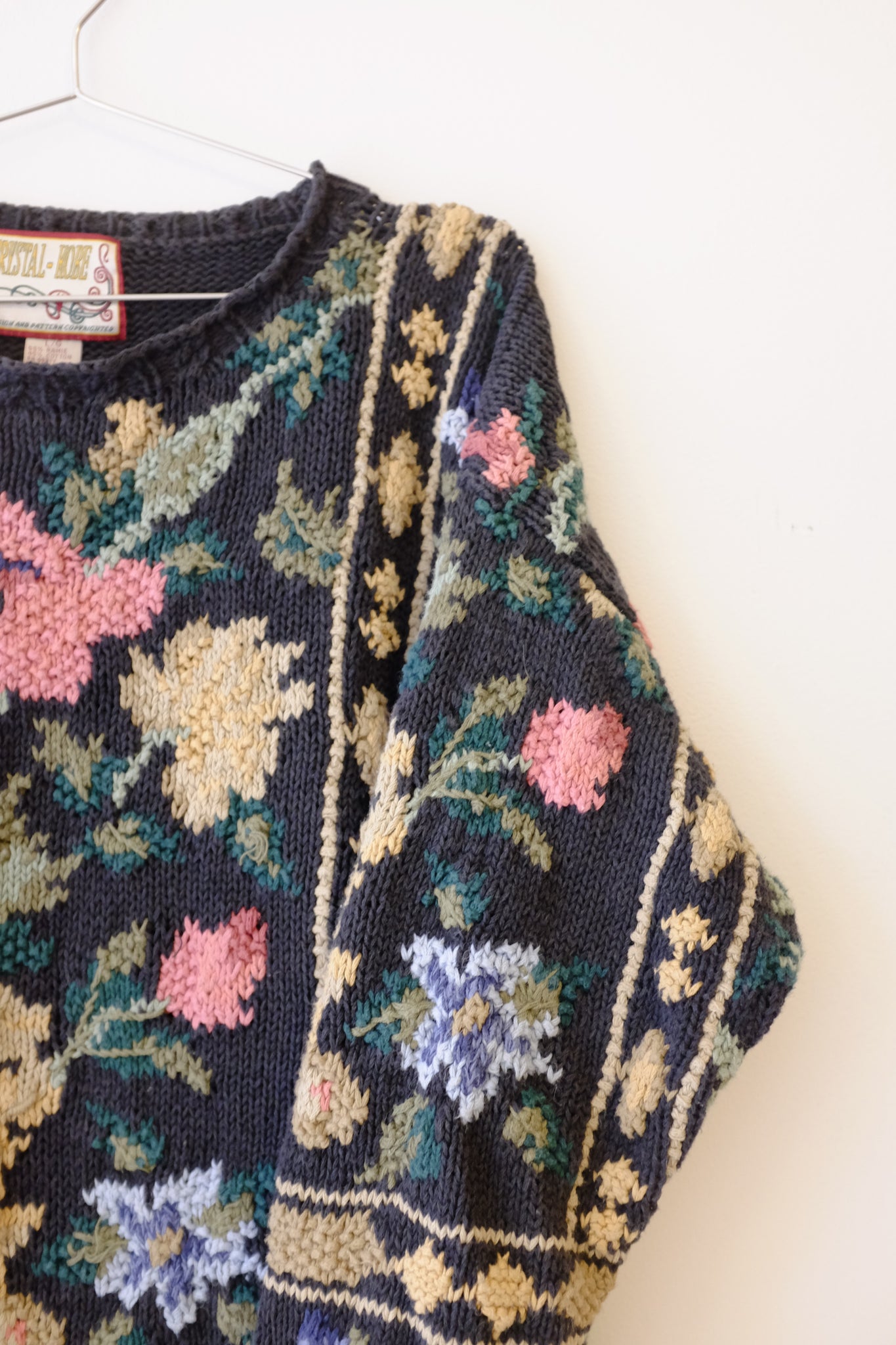 Vintage Floral Chunky Knit Sweater