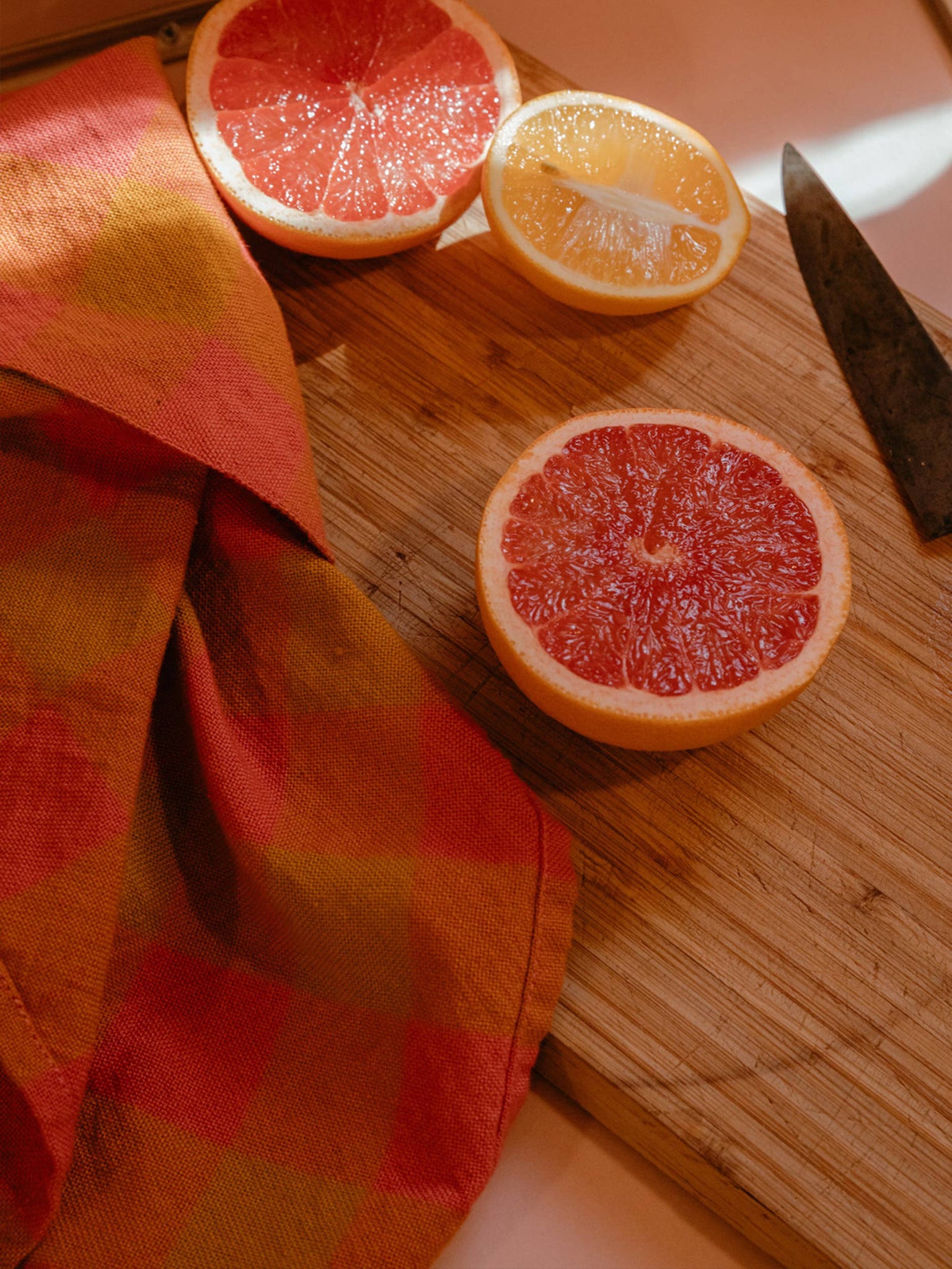 All Roads Big Gingham Napkin Pair - Grapefruit