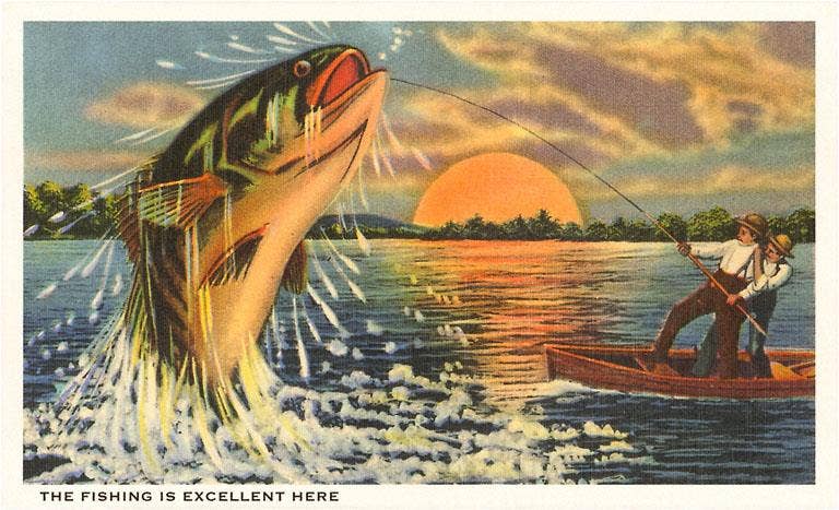 Fishing at Sunset Postcard