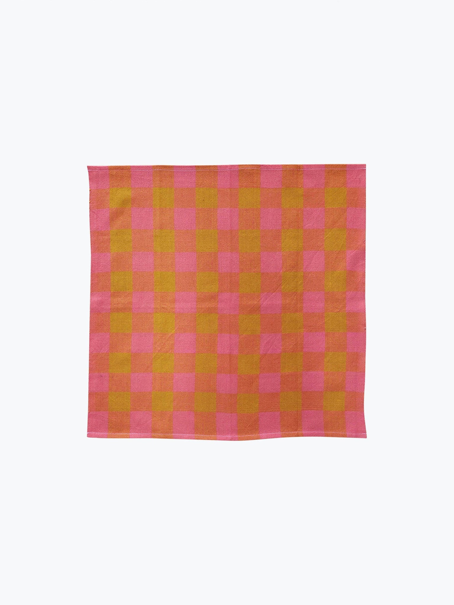 All Roads Big Gingham Napkin Pair - Grapefruit