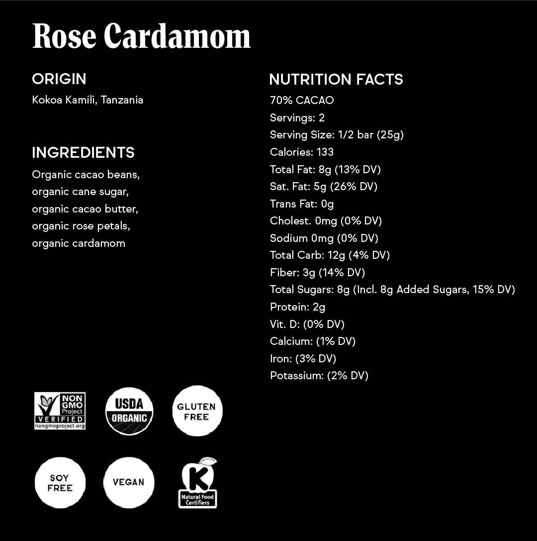 70% Rose Cardamom Bar - Valentine's Limited Batch