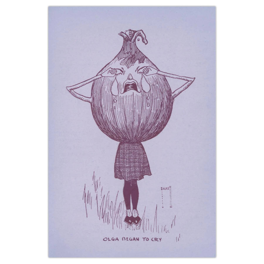 Postcard - vintage onion illustration - anthropomorphic