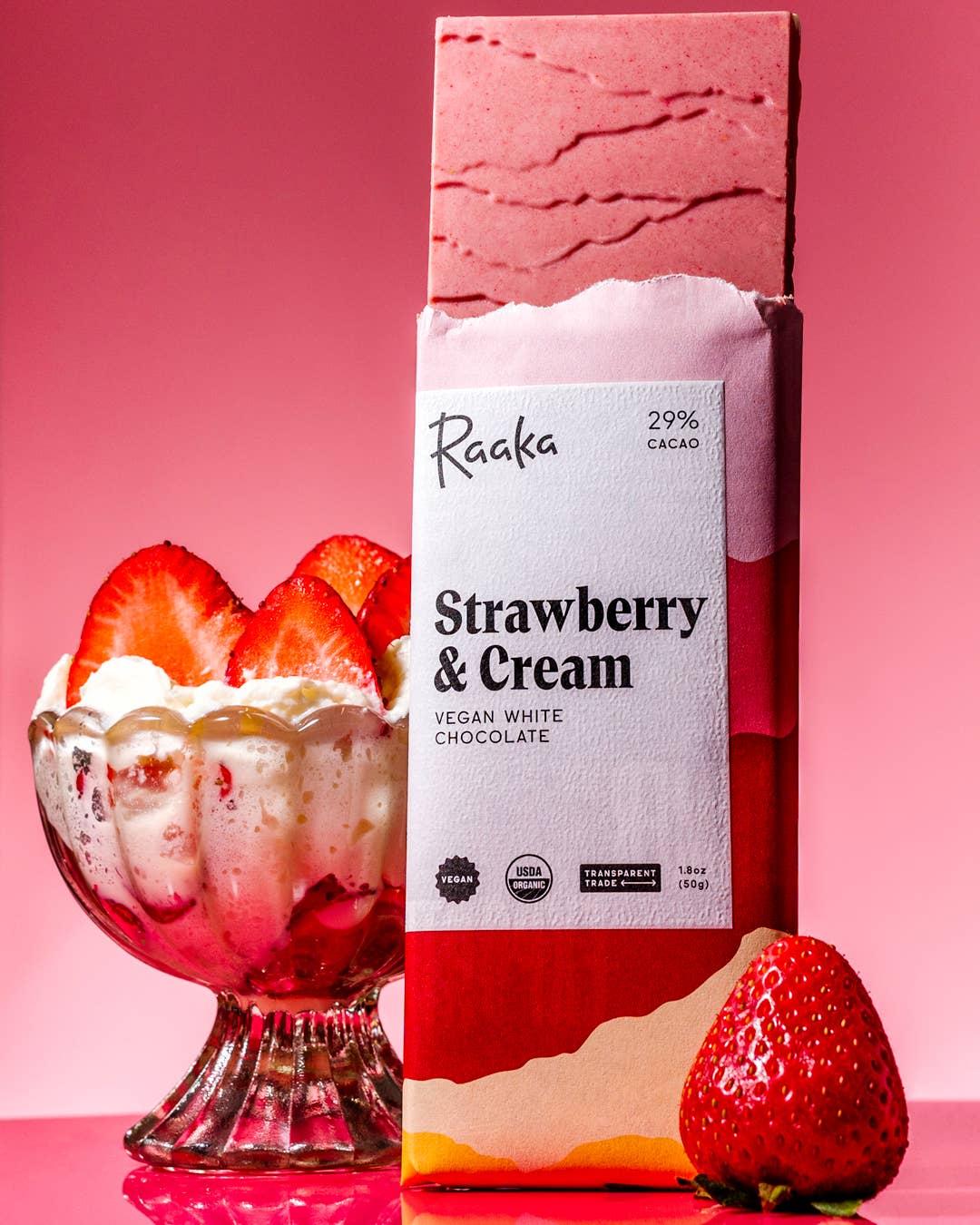 Raaka Strawberry & Cream White Chocolate Bar - Limited Batch