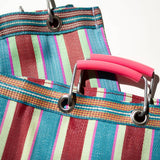RECYCLED PLASTIC STRIPE BAG - Rectangle D15: Green x Pink