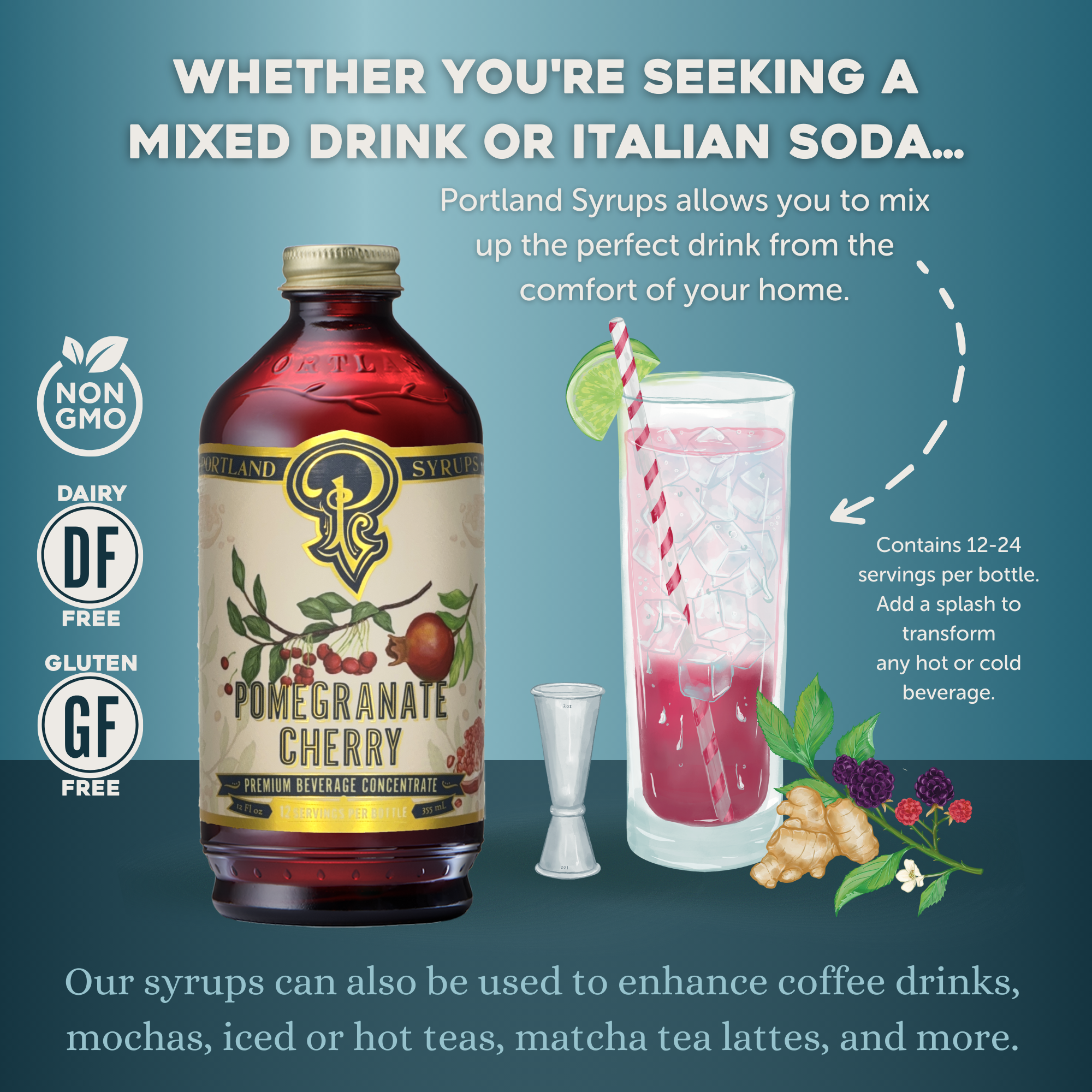 Portland Soda Syrups Pomegranate Cherry Syrup