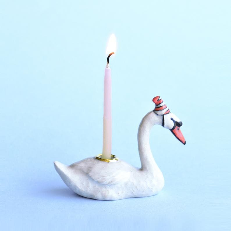 Swan Cake Porcelain Cake Topper