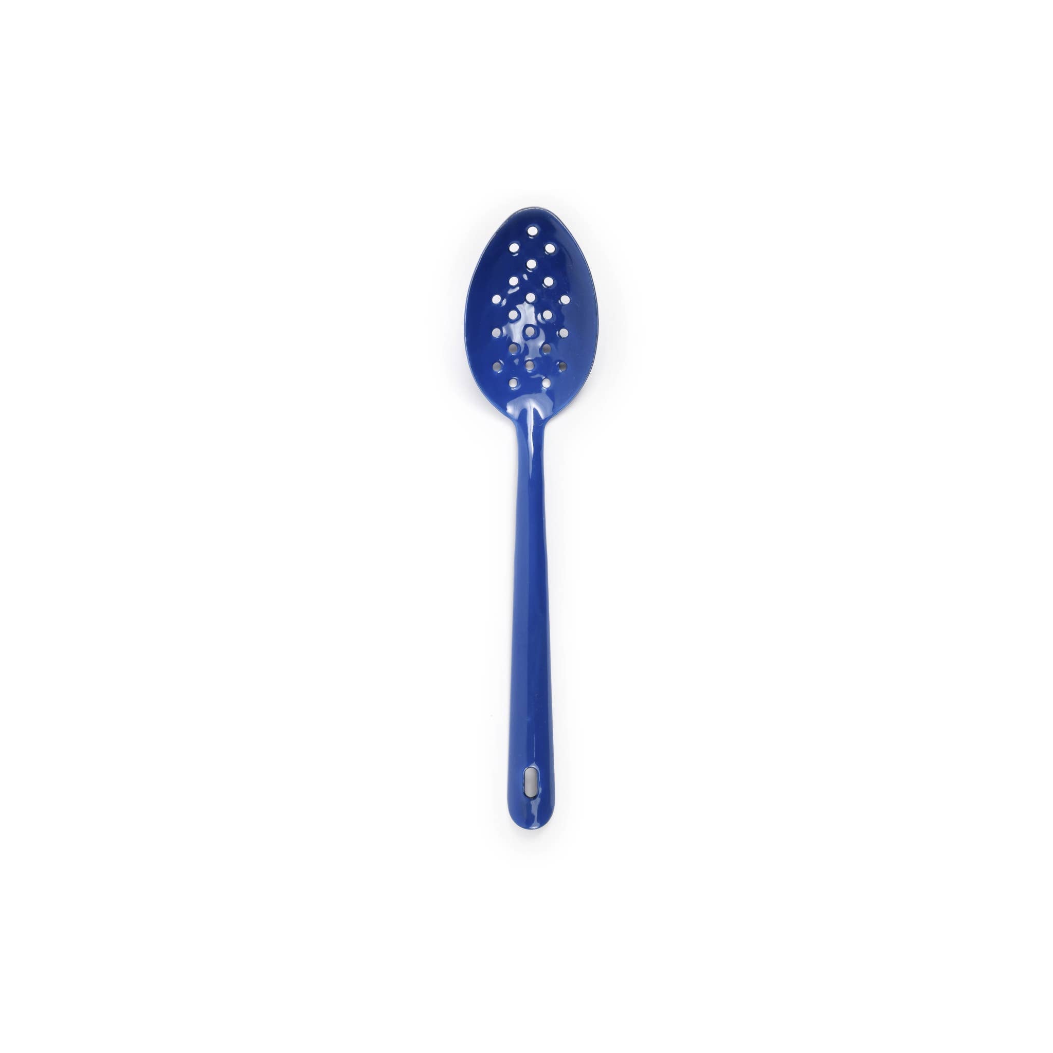 Crow Canyon Enamelware Large Slotted Spoon: Medium Blue