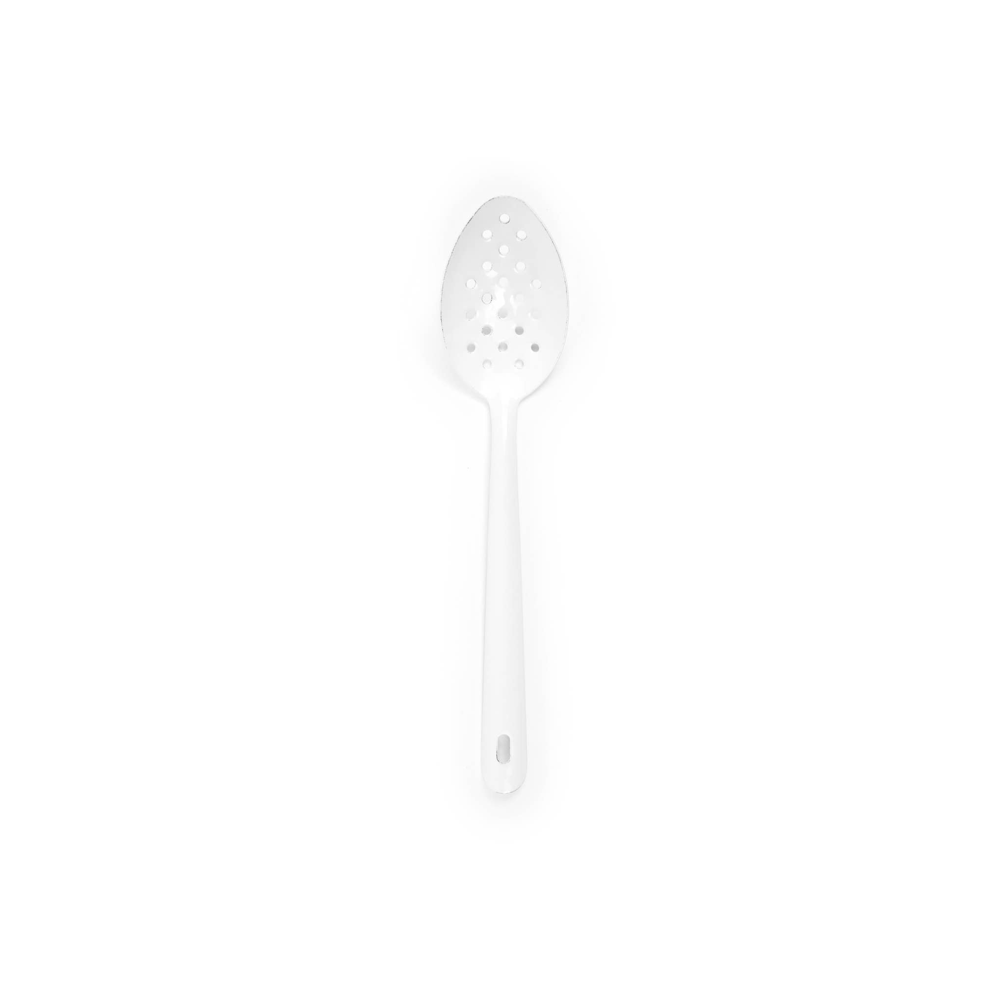 Crow Canyon Enamelware Large Slotted Spoon: Medium Blue